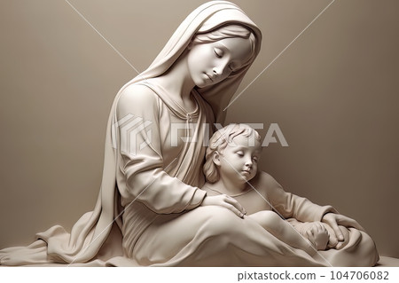 Statue of the Orthodox Virgin Mary with the Child AI Statue of the Orthodox Virgin Mary with the Child AI 104706082