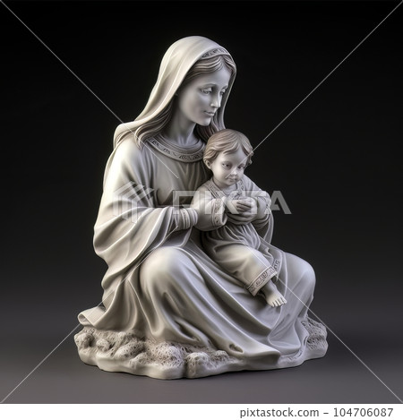 Statue of the Orthodox Virgin Mary with the Child AI Statue of the Orthodox Virgin Mary with the Child AI 104706087