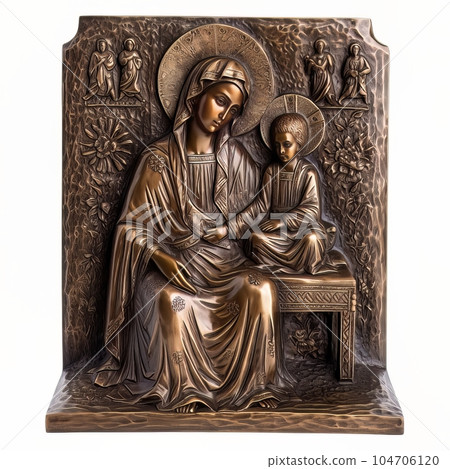 Traditional Orthodox icon of the Virgin Mary with the Child AI Traditional Orthodox icon of the Virgin Mary with the Child AI 104706120