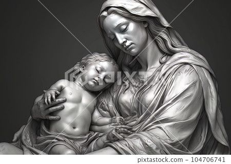 Statue of the Orthodox Virgin Mary with the Child AI 104706741