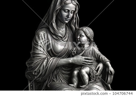 Statue of the Orthodox Virgin Mary with the Child AI 104706744