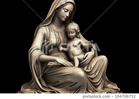 Photo illustration of the Orthodox Mother of God Virgin Mary with the baby biblical picture AI Photo illustration of the Orthodox Mother of God Virgin Mary with the baby biblical picture AI 104706752