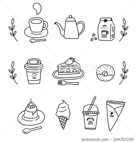 Cafe style illustration set/line drawing 104707205