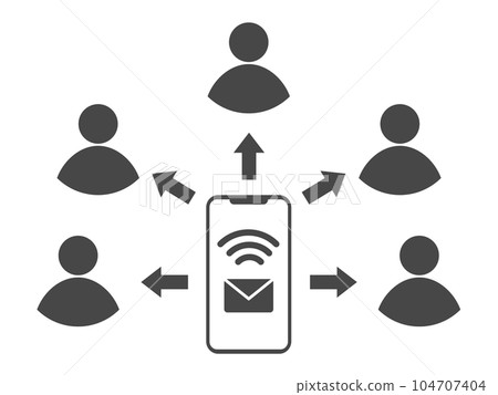 Illustration of sending emails all at once with a smartphone 104707404
