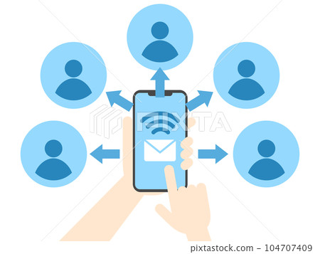 Illustration of sending emails all at once with a smartphone 104707409