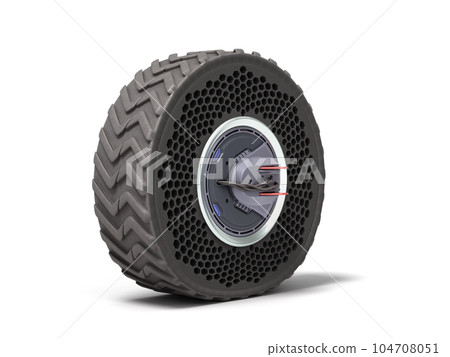 modern tubeless tire on a steel car rim 3d render on white modern tubeless tire on a steel car rim 3d render on white 104708051