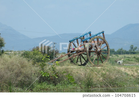 Bull cart at rural Area India Bull cart at rural Area India 104708615