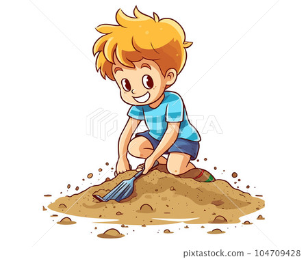 Vector Illustration, Boy cartoon character playing beach sand Vector Illustration, Boy cartoon character playing beach sand 104709428