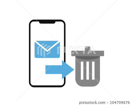 Illustration of deleting emails on a smartphone Illustration of deleting emails on a smartphone 104709876