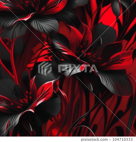 Black and red abstract flower Illustration for prints, wall art, cover and invitation. Watercolor art background. Black and red abstract flower Illustration for prints, wall art, cover and invitation. Watercolor art background. 104710333