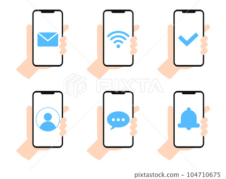 Icons related to hand message with smartphone Icons related to hand message with smartphone 104710675