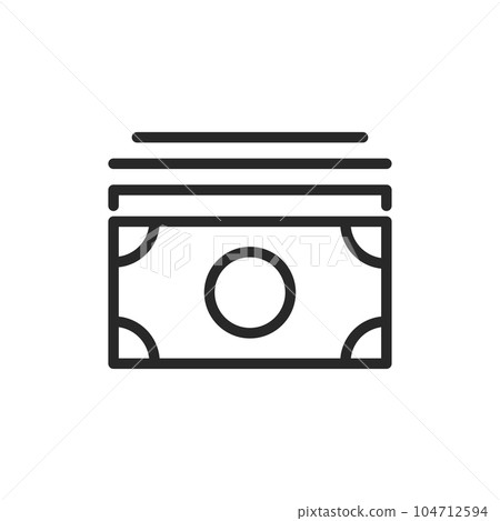 Cash Only Icon. Vector Illustration of a Stack of Paper Money, Symbolizing Cash Payment and Transactions, Savings and Financial Operations. Cash Only Icon. Vector Illustration of a Stack of Paper Money, Symbolizing Cash Payment and Transactions, Savings and Financial Operations. 104712594