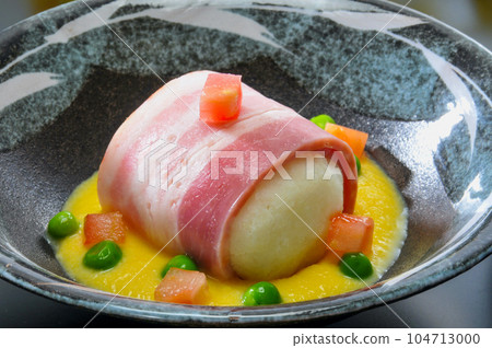 Japanese a la carte dish wrapped in bacon Japanese a la carte dish wrapped in bacon 104713000