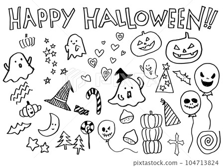 Halloween hand-drawn illustration set 104713824