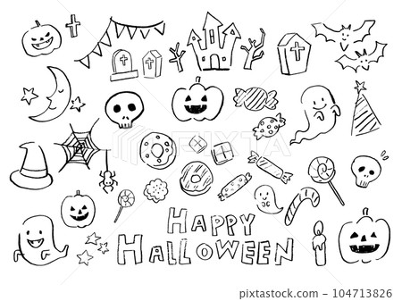 Halloween hand-drawn illustration set 104713826