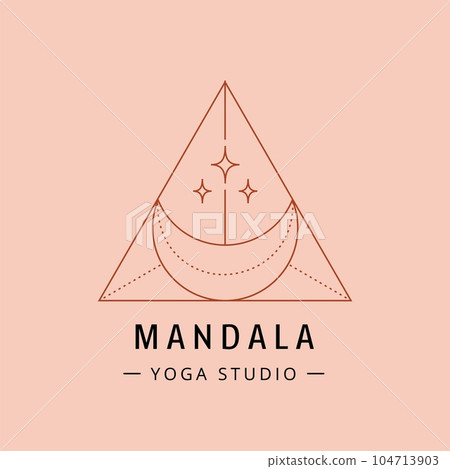 Linear bohemian geometric moon logo, abstract design for decoration in modern minimalist style. Vector illustration 104713903