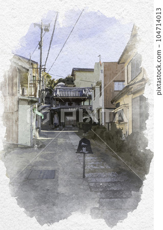 水彩風格室津德成寺途徑兵庫縣龍野市三津町 水彩風格室津德成寺途徑兵庫縣龍野市三津町 104714013