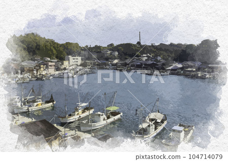 Watercolor-style Murotsu Mitsu-cho, Tatsuno City, Hyogo Prefecture 104714079