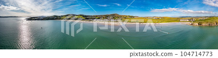 Aerial of the beautiful coast at Downings, County Donegal - Ireland. 104714773