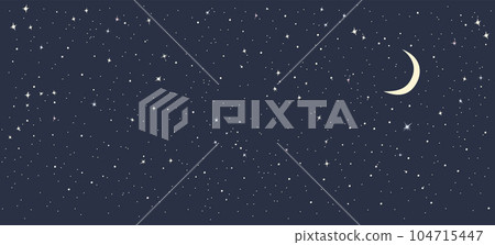 Dark monochromatic night sky background with moon, stars and constellations. Dark monochromatic night sky background with moon, stars and constellations. 104715447
