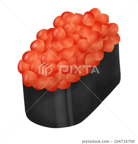 Cute and delicious ikura seaweed sushi hand draw 104716700