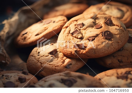 Shortbread cookies with chocolate pieces 104716950