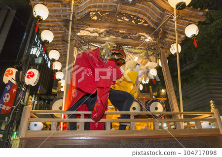 Lion dance float festival summer festival Hayashi 104717098
