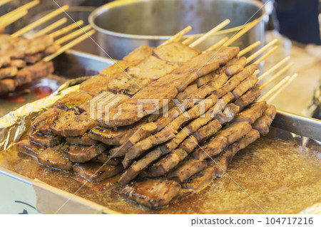 Festival stall Okonomiyaki Steak Pork Beef Beef Skewers Grilled Beef Skewers Stall Ennichi Festival stall Okonomiyaki Steak Pork Beef Beef Skewers Grilled Beef Skewers Stall Ennichi 104717216