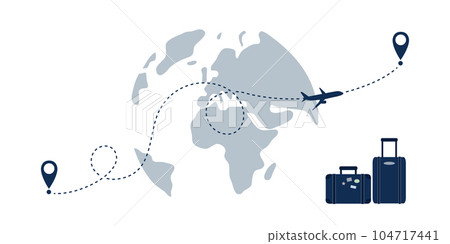 travel around the world with airplane fly adventure and suitcase 104717441