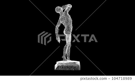 3D Anatomical figure on black background. Object made of shimmering particles. Human anatomy concept. Muscles anatomy system. For title, text, presentation. 3d animation. 3D Anatomical figure on black background. Object made of shimmering particles. Human anatomy concept. Muscles anatomy system. For title, text, presentation. 3d animation. 104718989