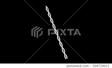 3D DNA on black bg. Object dissolved flickering particles. Scientific medical concept. For title, text, presentation. 3d animation. 104719031