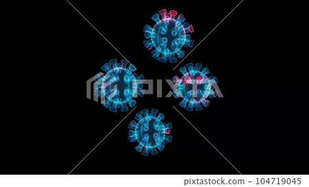 3D Virus on black background. Microscope virus close up. Medical concept. For title, text, presentation. 3d animation. 104719045