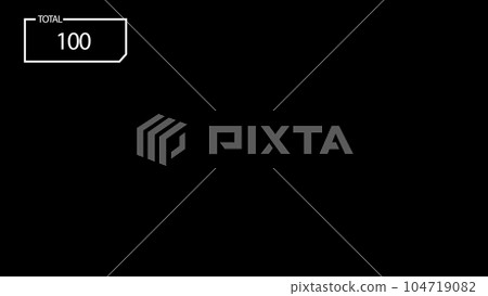 A label with a counter 100, infographics. Copy space for text. Information, Business, infographic, advertising concept. For title, text, presentation. 3D animation. 104719082