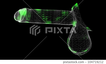 3D penis. Treatment of the male reproductive system. Diseases of the male genital organ. Man genital pathology. Treatment of prostatitis. Medical care for the reproductive system. 3D animation. 104719212