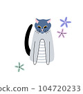 Cute cartoon cat with flowers 104720233
