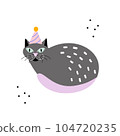 Cute cartoon cat with birthday cap  104720235