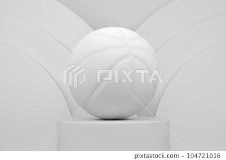Basketball ball on cylinder podium with steps on monochrome background Basketball ball on cylinder podium with steps on monochrome background 104721016