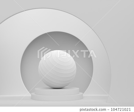 Fitball or fitness ball on cylinder podium with steps on monochrome Fitball or fitness ball on cylinder podium with steps on monochrome 104721021