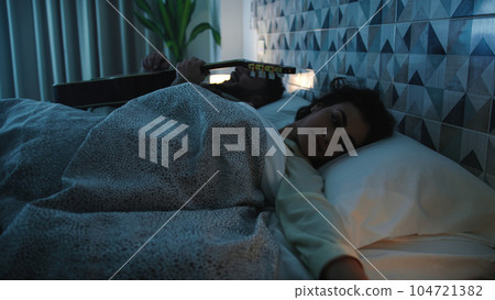 Lovely Couple Wake Up In The double Bed of the house Lovely Couple Wake Up In The double Bed of the house 104721382