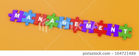 Management concept from colored puzzles on orange backdrop, 3D rendering 104721489