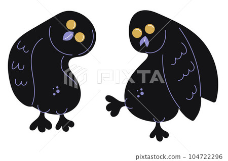Owls. A small set of two cute and funny owls. Owls. A small set of two cute and funny owls. 104722296