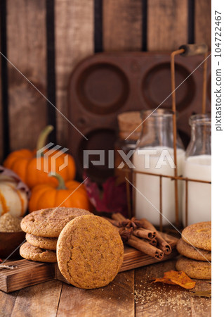 Fall snickerdoodle cookies with pumpkin 104722467