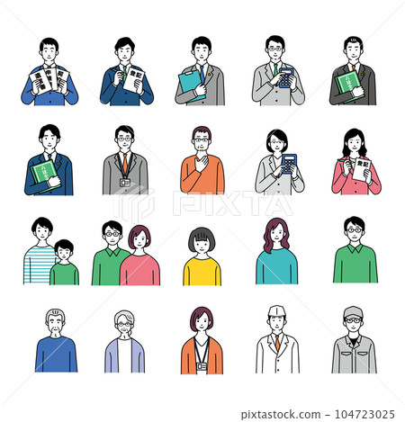 Simple illustrations of working people and local people Simple illustrations of working people and local people 104723025