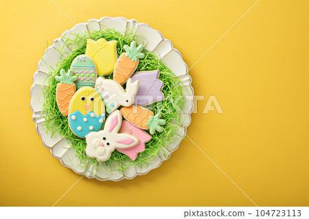 Easter cookies on a big plate 104723113