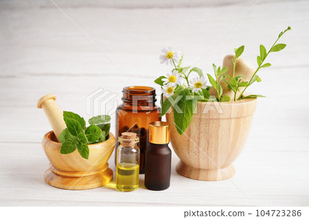 Alternative medicine herbal organic capsule with vitamin E omega 3 fish oil, mineral, drug with herbs leaf natural supplements for healthy good life. 104723286