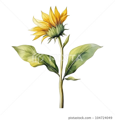 Sunflower watercolor isolated. Illustration AI Generative 104724049