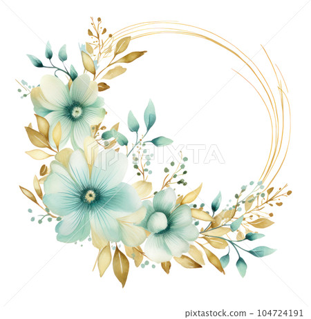 Watercolor natural frame. Illustration AI Generative 104724191
