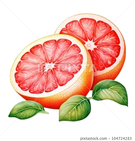 Watercolor red grapefruit. Illustration AI Generative 104724283