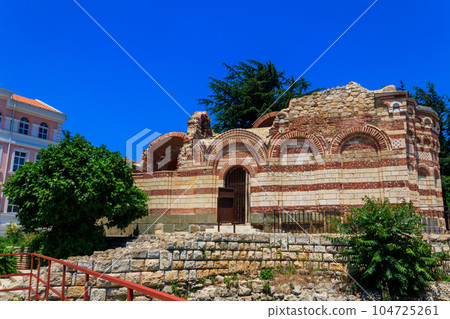 Church of St. John Aliturgetos in the old town of Nessebar, Bulgaria. UNESCO World Heritage Site 104725261