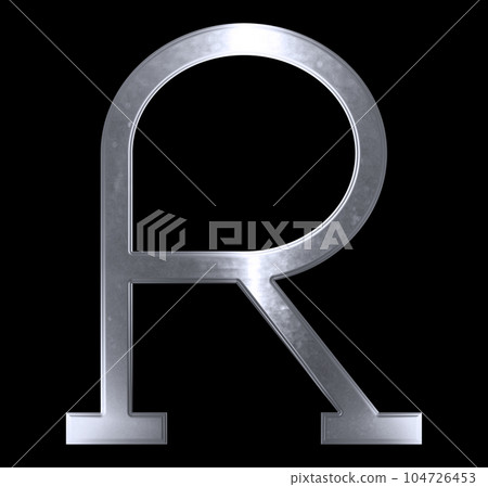 3D rendered illustration.Dull metal letter on black background.Art font. 104726453